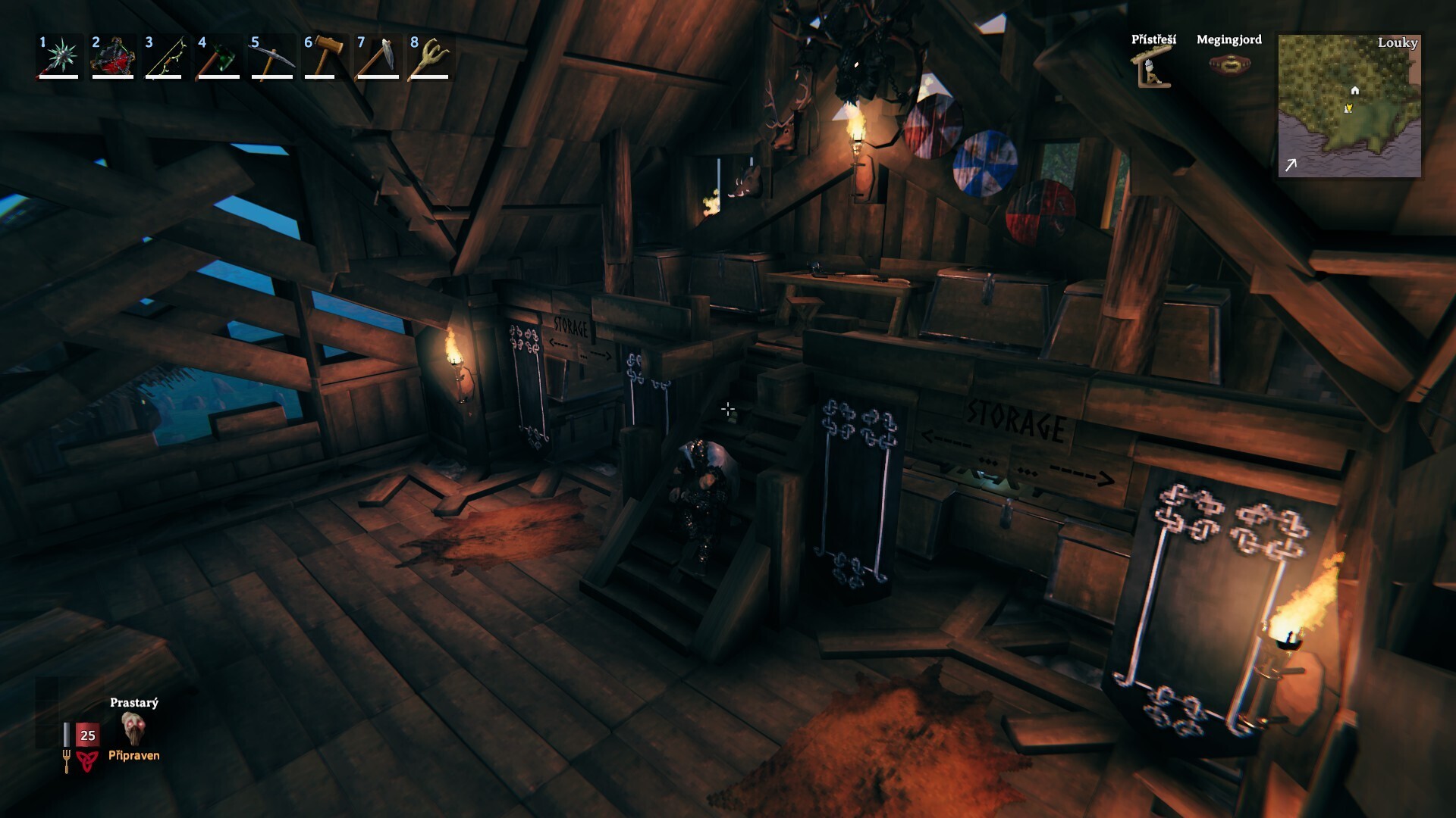 Little storage room (chests are hidden under stairs and behind curtains