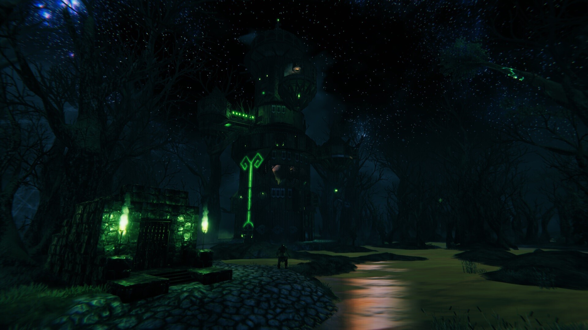 Valheim Dark Wizard's Tower SUPERDETAILED BUILD Showcase Video (no mods) Valheim Build