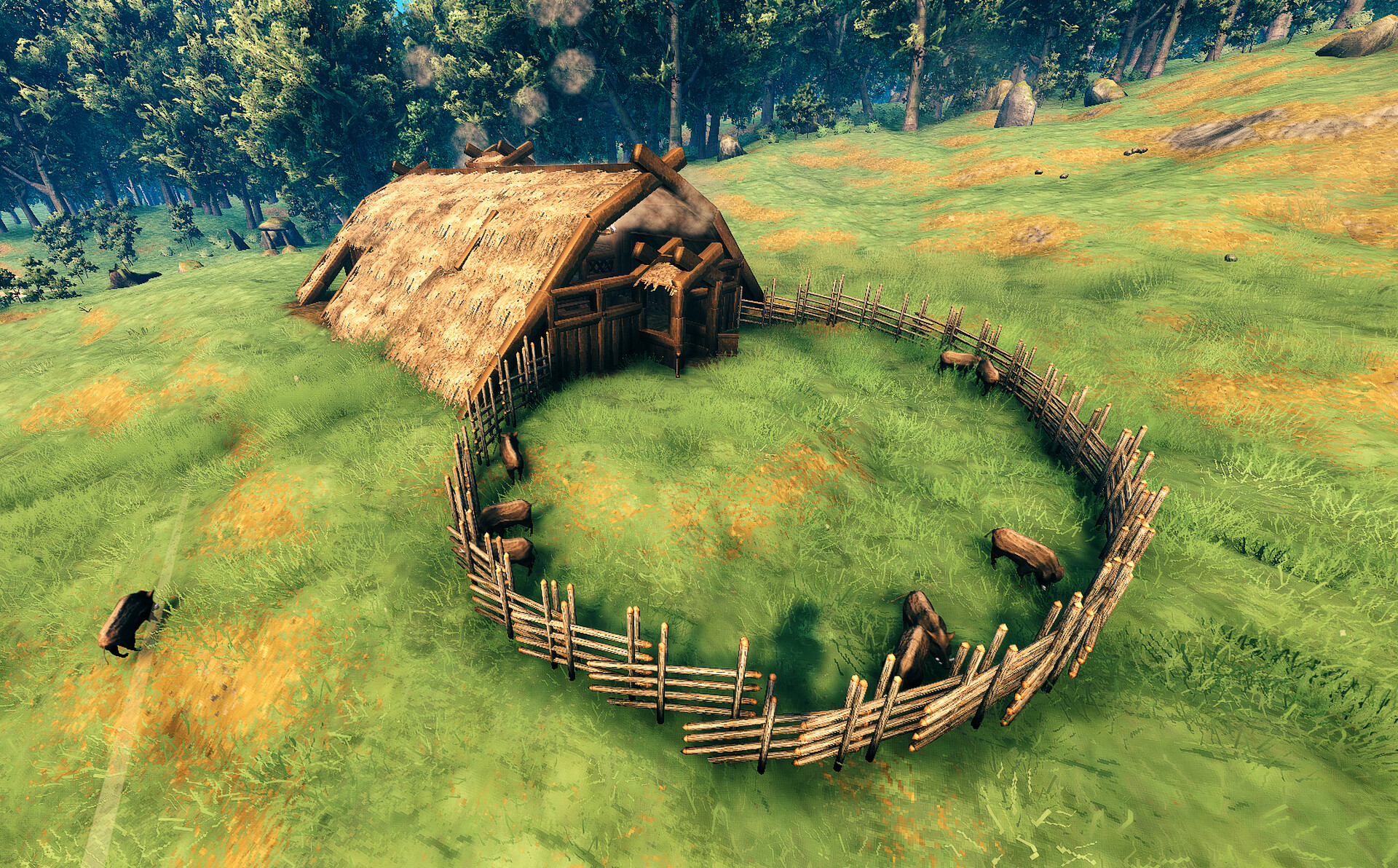 House with barn (animal shelter) Valheim Build