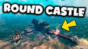 Round Castle with Harbor on the Rocks Valheim Build