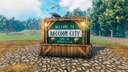 "Welcome to Raccoon City" sign Valheim Build