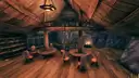 Inside the hunting lodge.