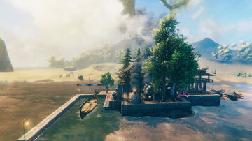 Building a partially secure house with a harbor and a garden Valheim Build