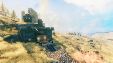 Half house, half cave Valheim Build