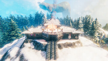 Winter Mansion Dominating the Hill Valheim Build