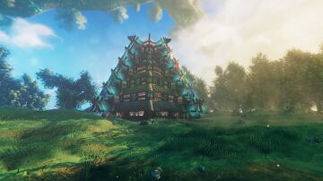 A Viking Pagoda ala Smurf Valheim Build