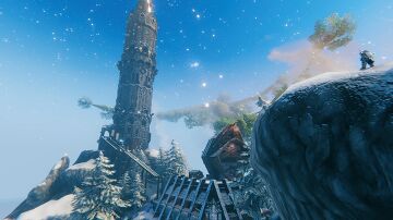125 Meter Tower fully decorated inside and out Valheim Build