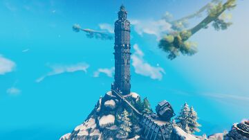 125 Meter Tower fully decorated inside and out Valheim Build
